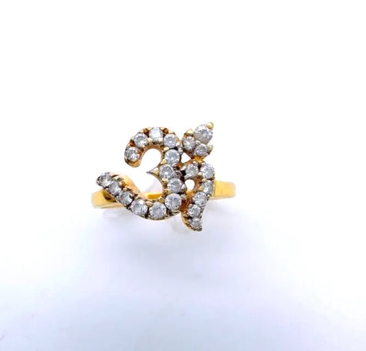 22ct Yellow Gold & Cubic Zirconia OM Ring, 3.0gm 