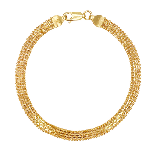 22ct Yellow Gold Flat Braided Twisted Bracelet 7 Inches 5mm width