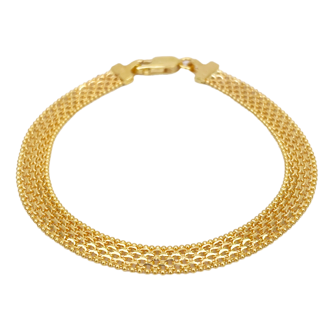 22ct Yellow Gold Flat High Polished Bracelet 7'' inches 6.2mm Width