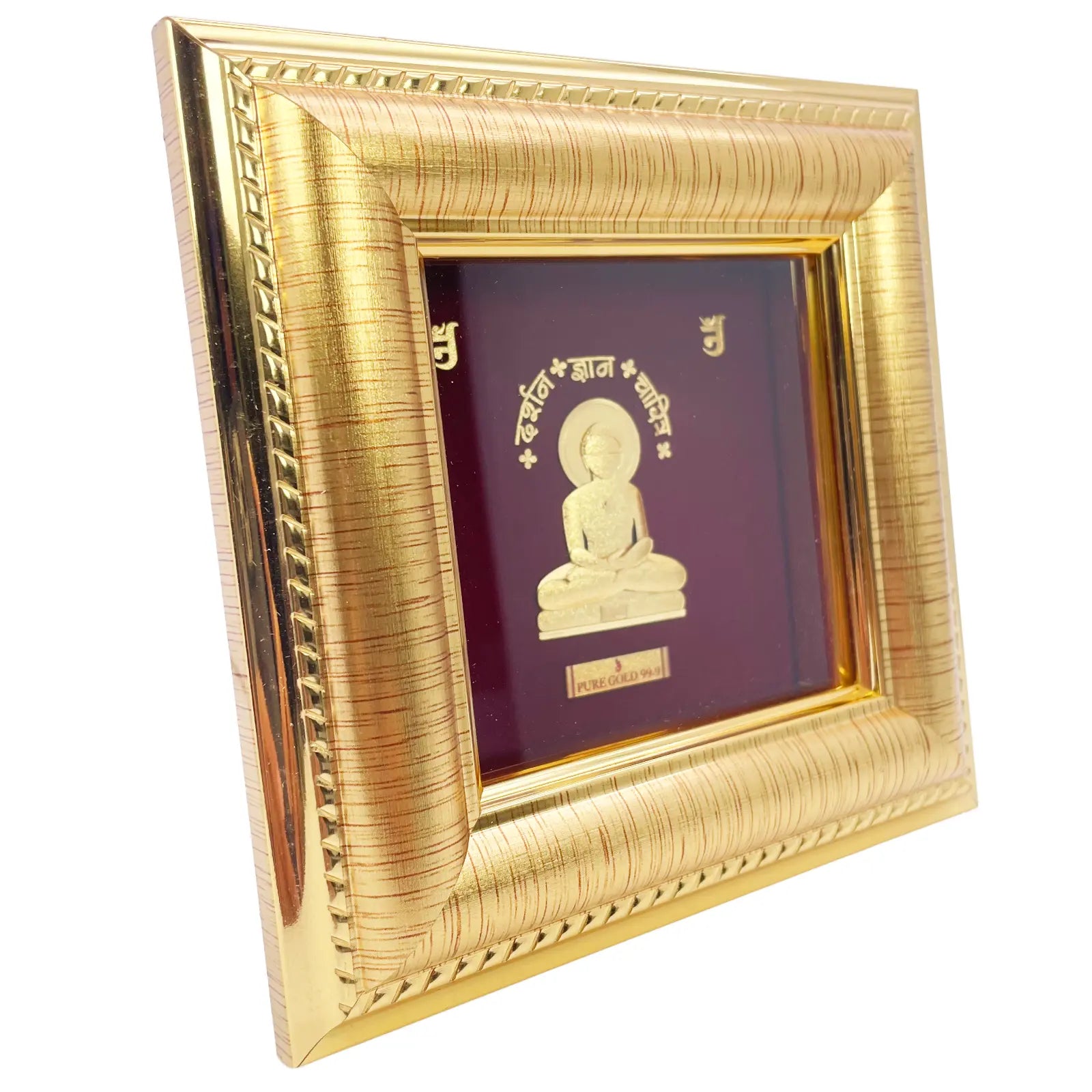 24ct Gold Mahavir Frame Pure Gold Leaf 12.7 x 12.7 cm  Diamond Bracelets