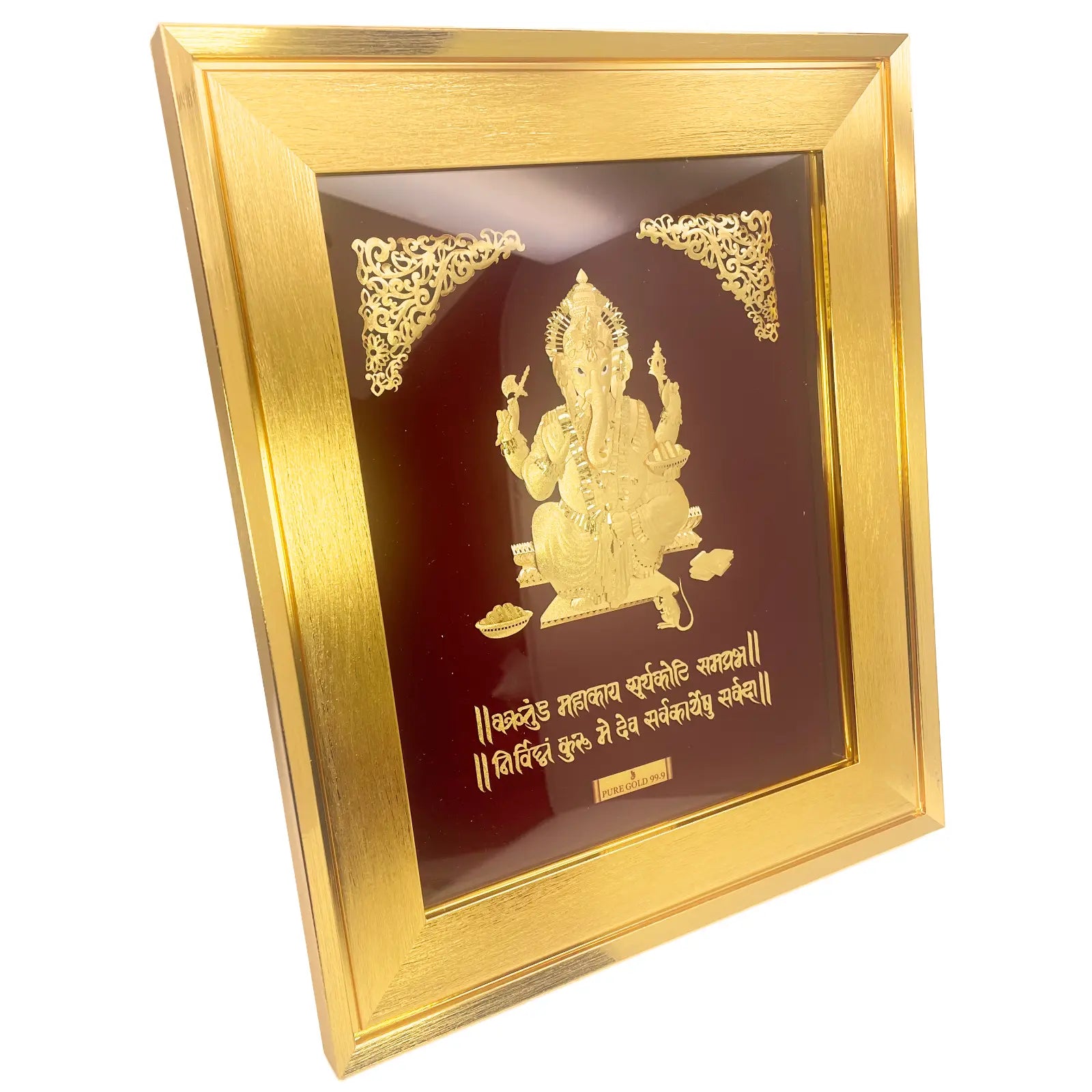 24ct Pure Gold Leaf Ganesha Frame 27.9 x 30.4cm 