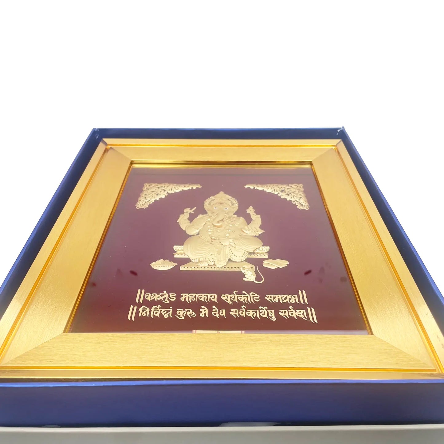 24ct Pure Gold Leaf Ganesha Frame 27.9 x 30.4cm 