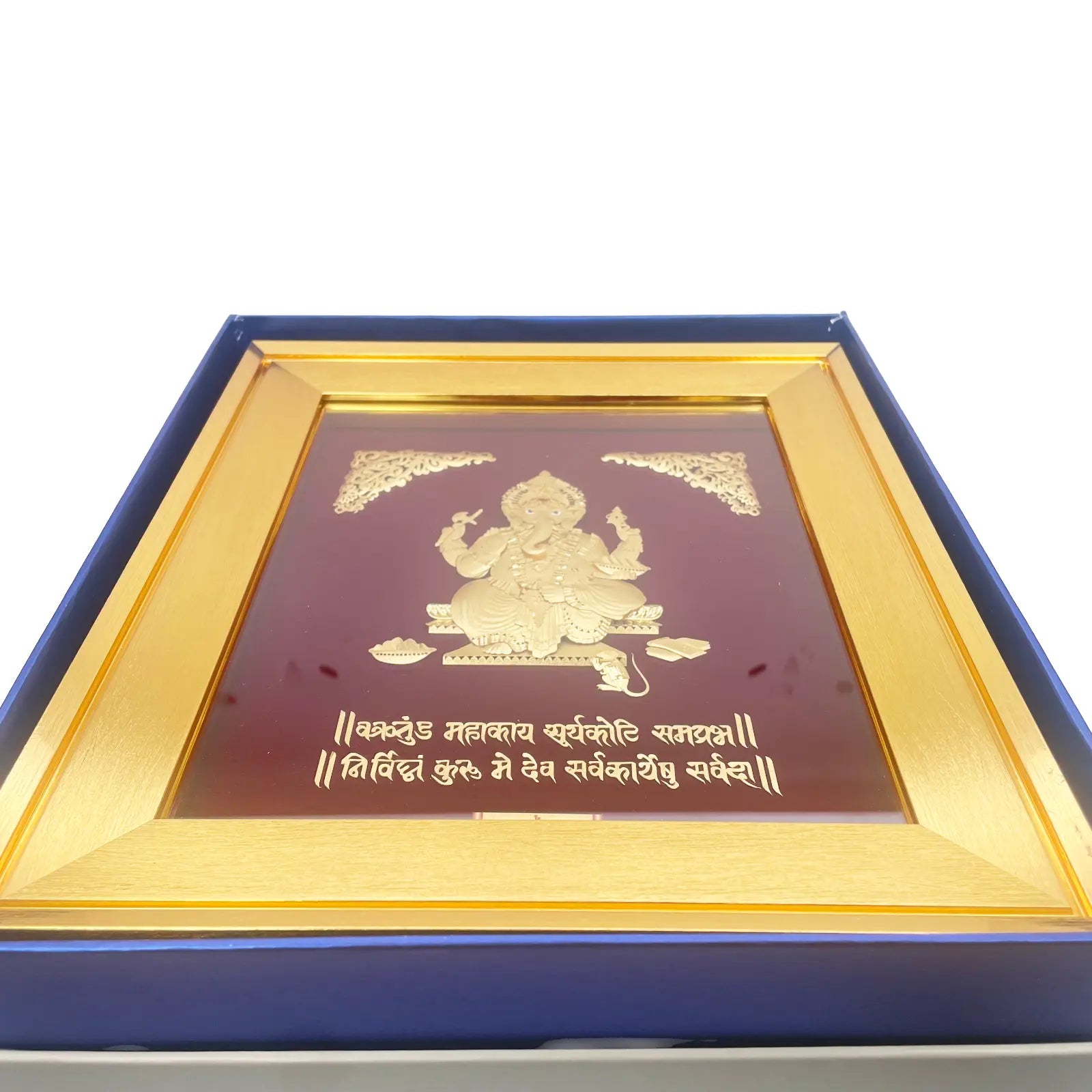 24ct Pure Gold Leaf Ganesha Frame 27.9 x 30.4cm 