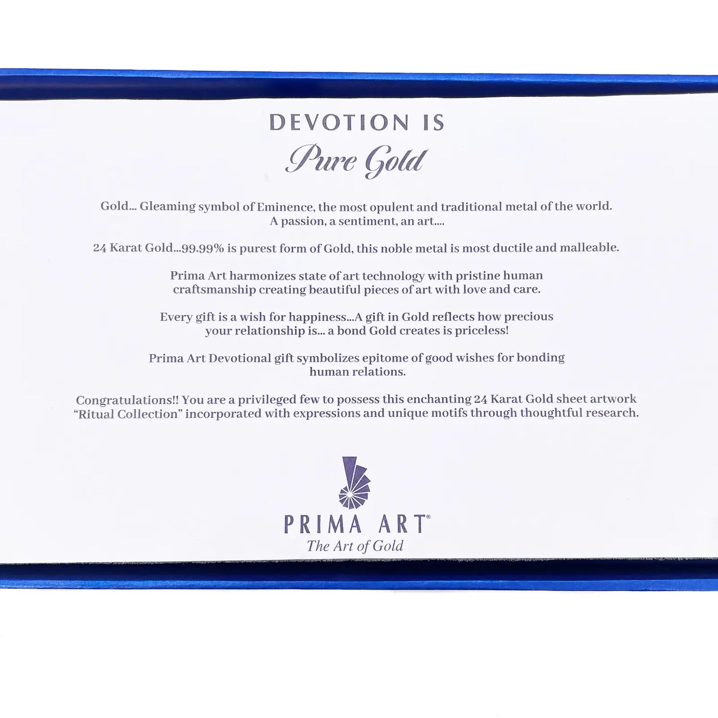 24ct Pure Gold Leaf Mahavir Mantra Frame 25.4 x 19cm 