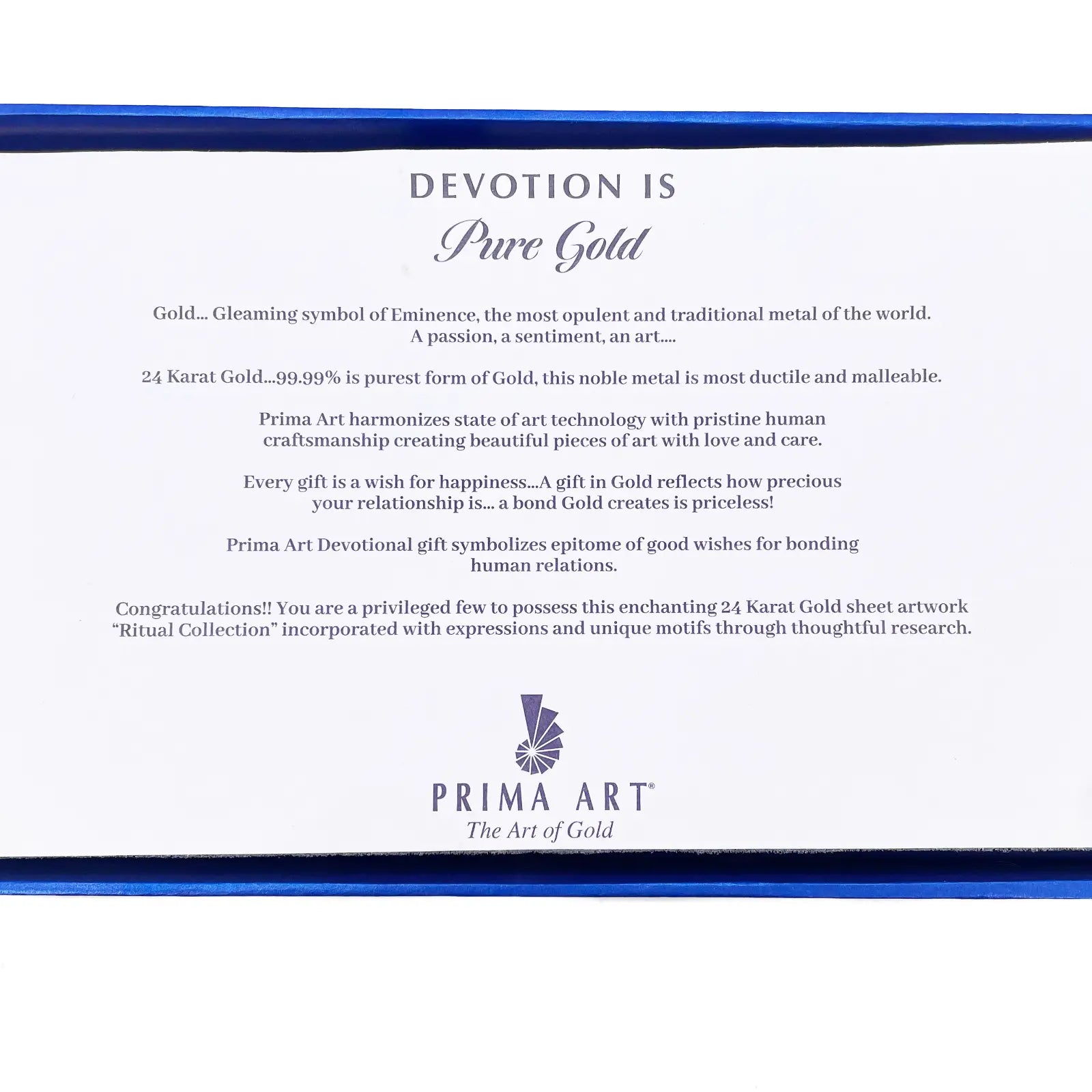 24ct Pure Gold Leaf Mahavir Mantra Frame 25.4 x 19cm 