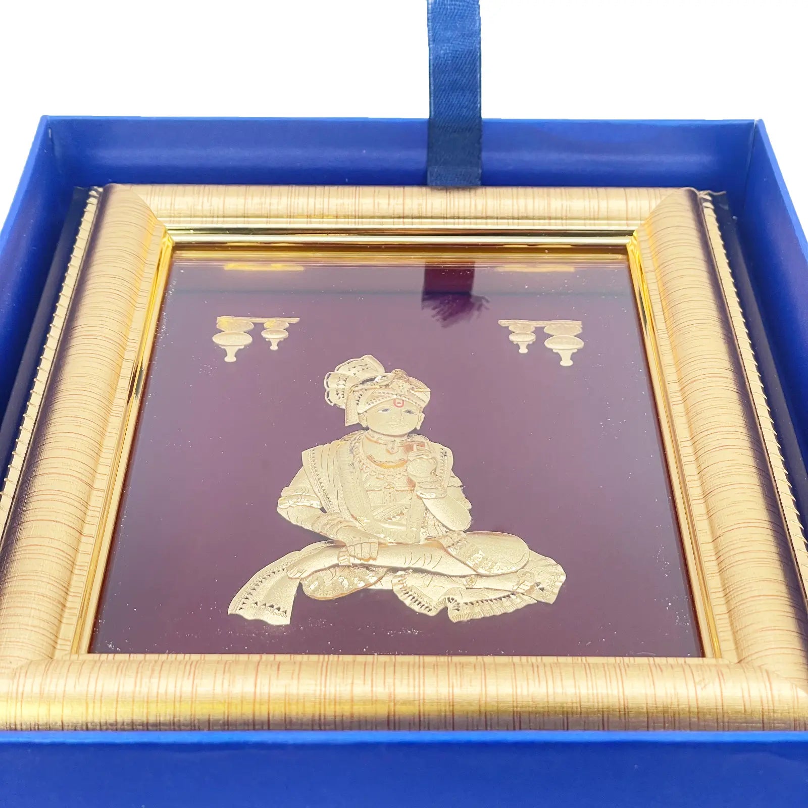 24ct Pure Gold Leaf Swaminarayan Frame 16.5 x 19cm 