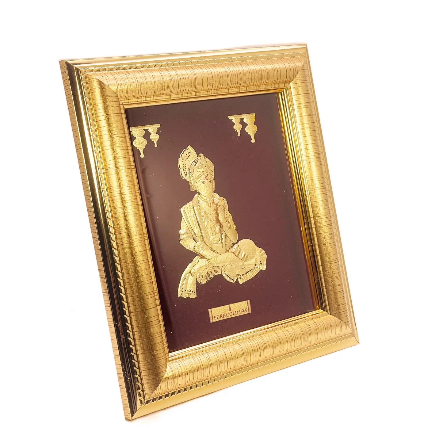 24ct Pure Gold Leaf Swaminarayan Frame 16.5 x 19cm 