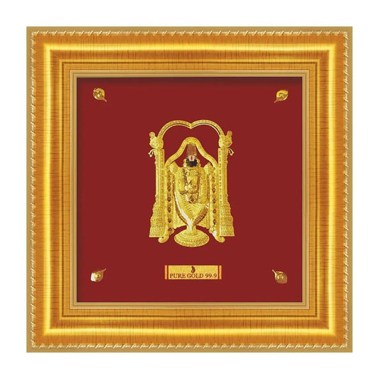 24ct Pure Gold Leaf Venkateswara/Balaji Frame 13.9 x 13.9cm 