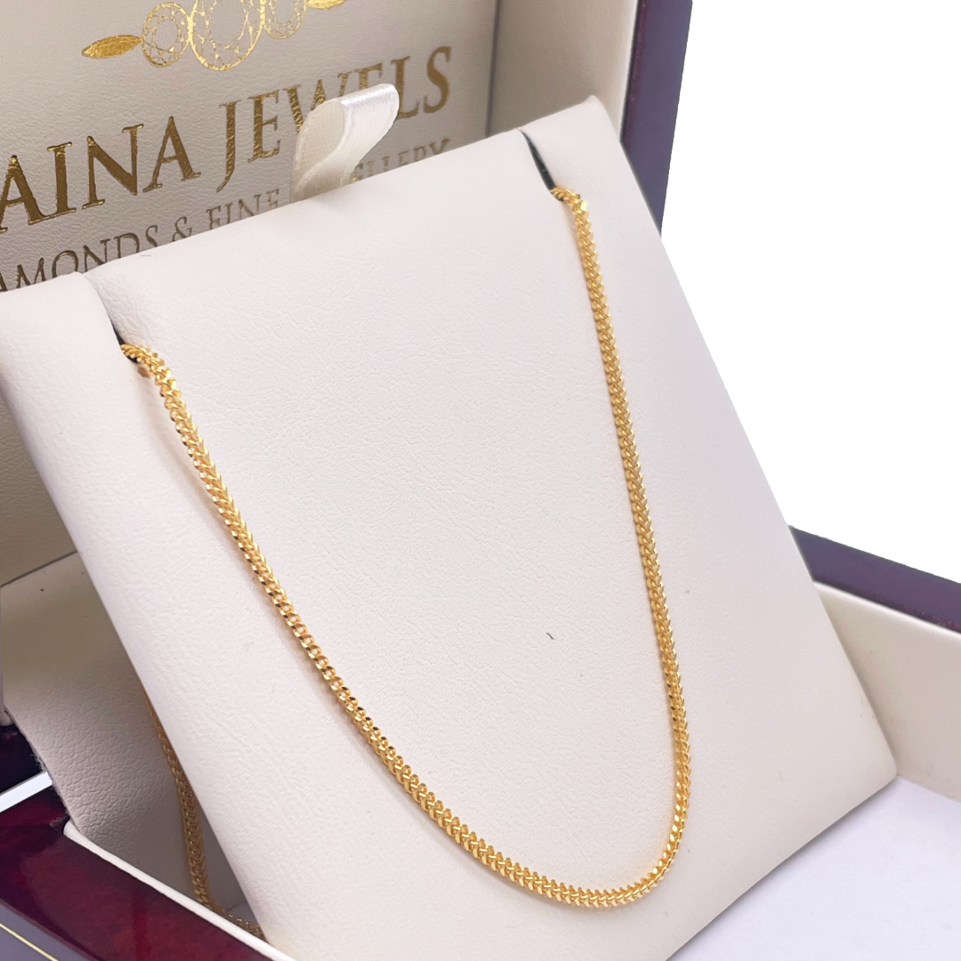 22ct Yellow Gold Mens/Ladies FoxTail  Chain Necklace 18''inches 1.4mm Width