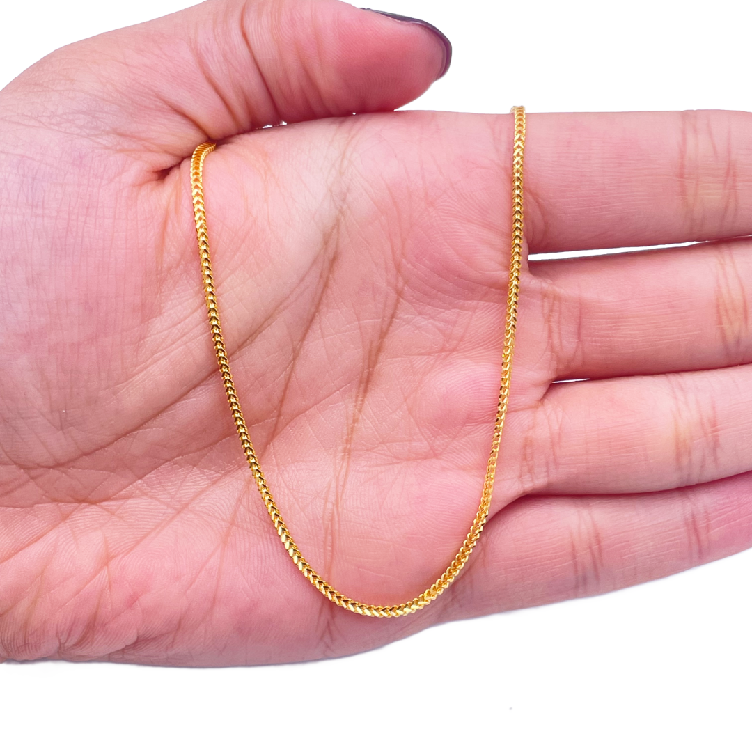 22ct Yellow Gold Mens/Ladies FoxTail  Chain Necklace 18''inches 1.4mm Width