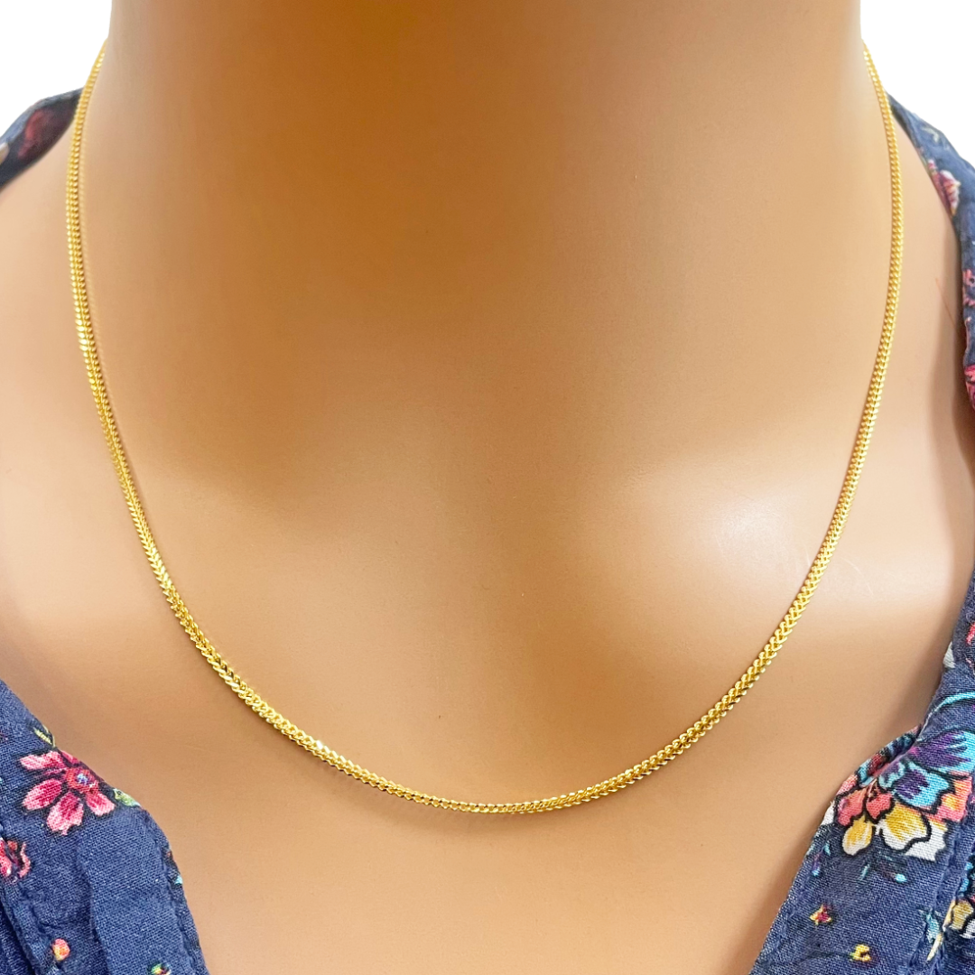 22ct Yellow Gold Mens/Ladies FoxTail  Chain Necklace 18''inches 1.4mm Width