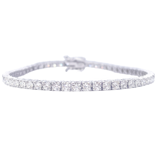 14ct White Gold Diamond Tennis Bracelet 4-Claw 4.56cts 7 Inches