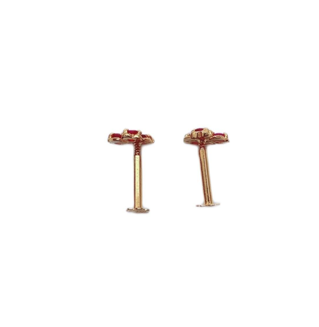 22ct Yellow Gold Small Ruby & Emerald Children's Stud Earrings