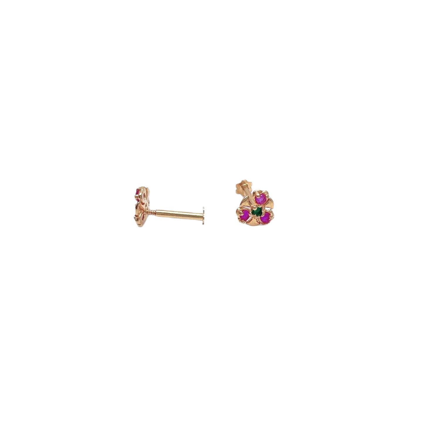 22ct Yellow Gold Small Ruby & Emerald Children's Stud Earrings