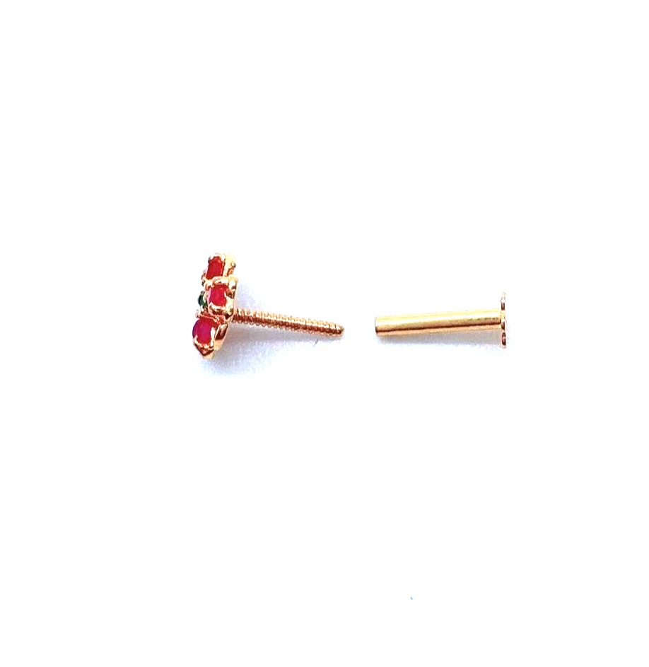 22ct Yellow Gold Small Ruby & Emerald Children's Stud Earrings