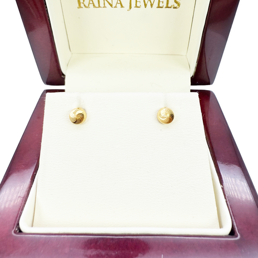 22ct Yellow Gold Diamond Cut Swirl Children's Stud Earrings Screw Back, 4.8mm
