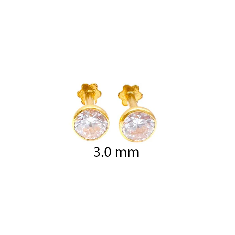 22ct Yellow Gold Round Bezel Children's Stud Earrings 2.5-4.5mm 