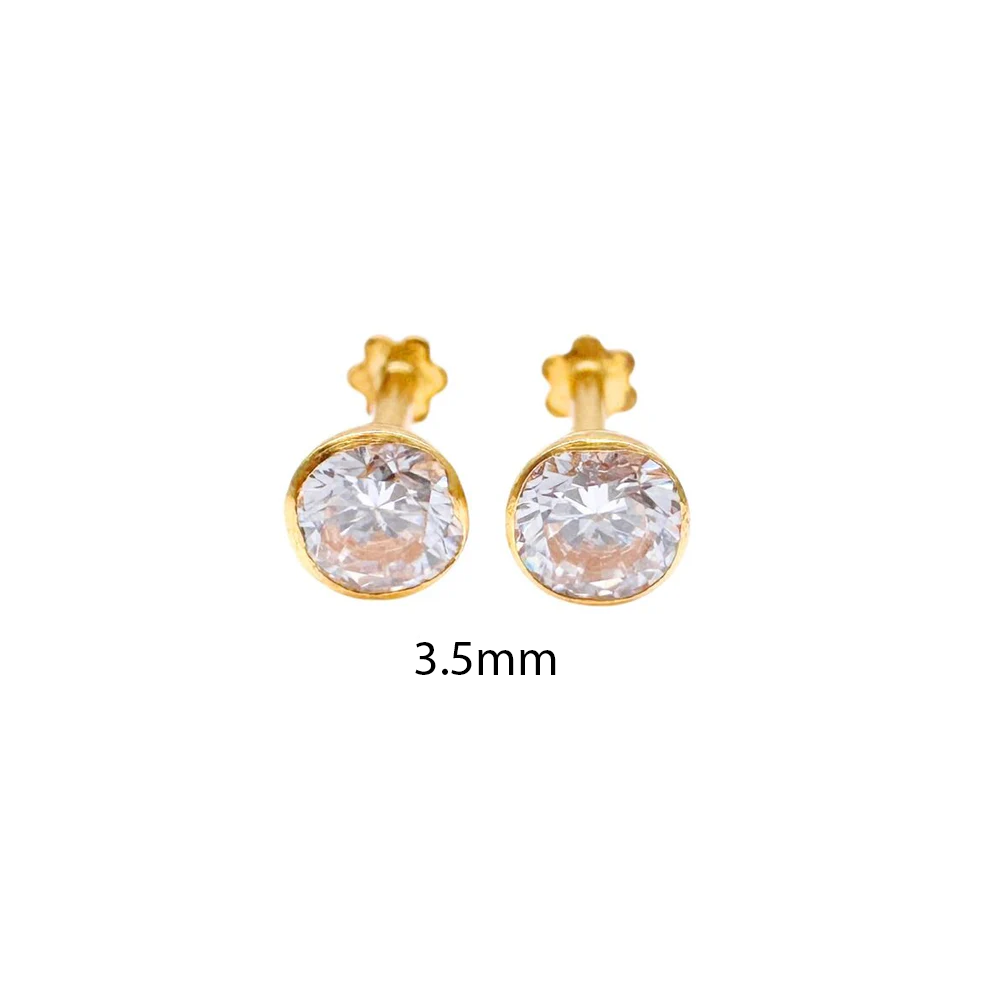 22ct Yellow Gold Round Bezel Children's Stud Earrings 2.5-4.5mm 