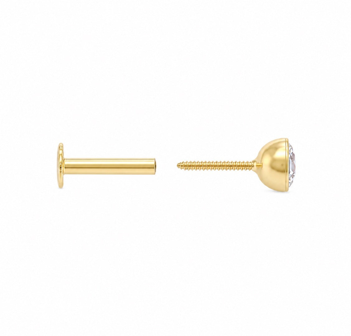 22ct Yellow Gold Round Bezel Children's Stud Earrings 2.5-4.5mm