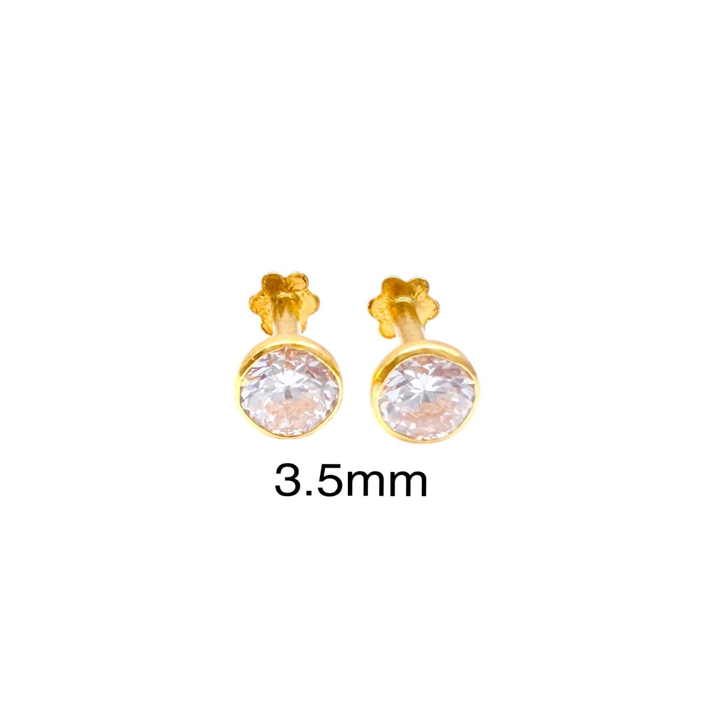22ct Yellow Gold Round Bezel Children's Stud Earrings 2.5-4.5mm