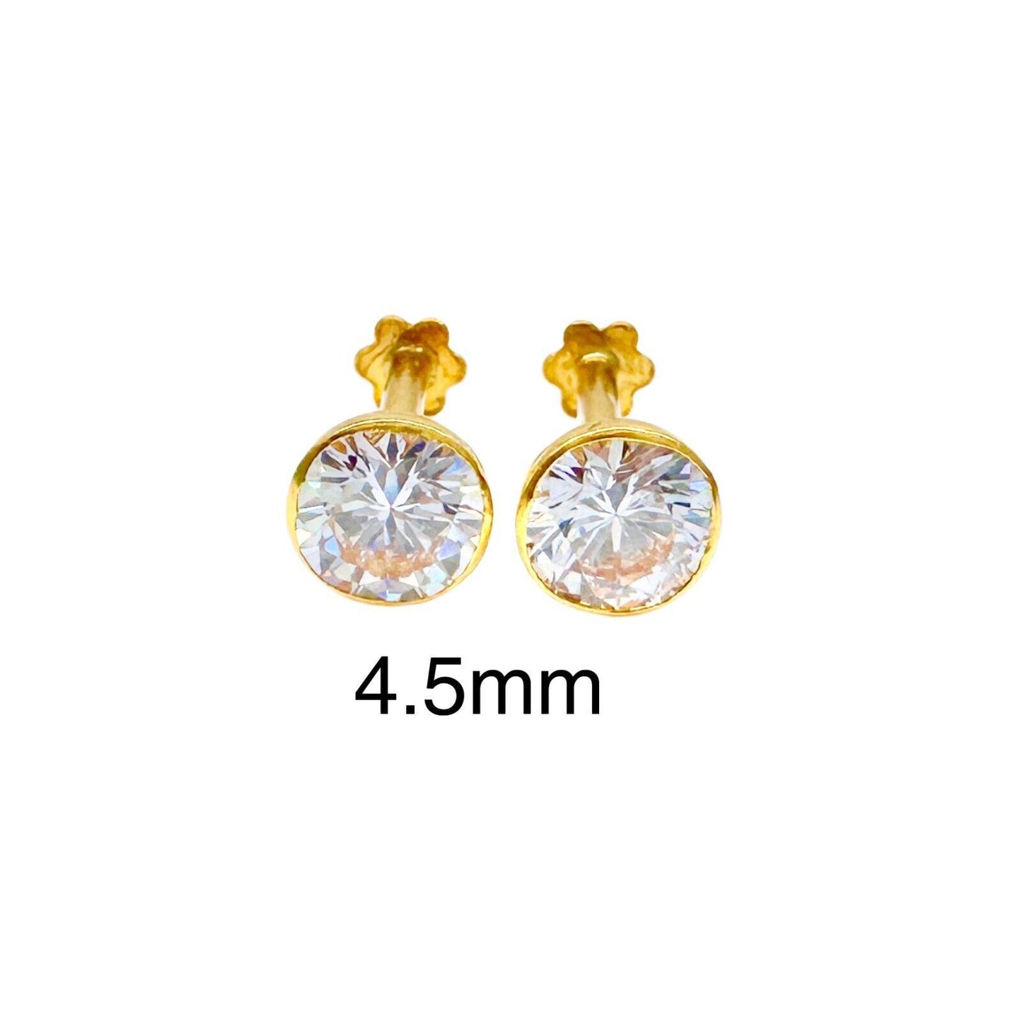 22ct Yellow Gold Round Bezel Children's Stud Earrings 2.5-4.5mm - Raina Jewels