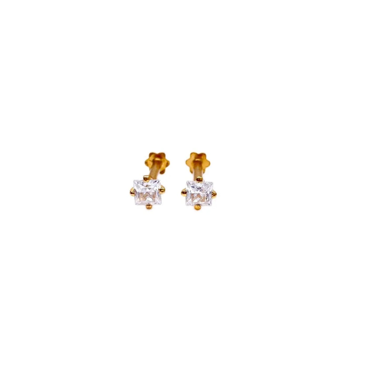 22ct Yellow Gold Cubic Zirconia Children Stud Earrings Durable Steam (3MM-4MM) 