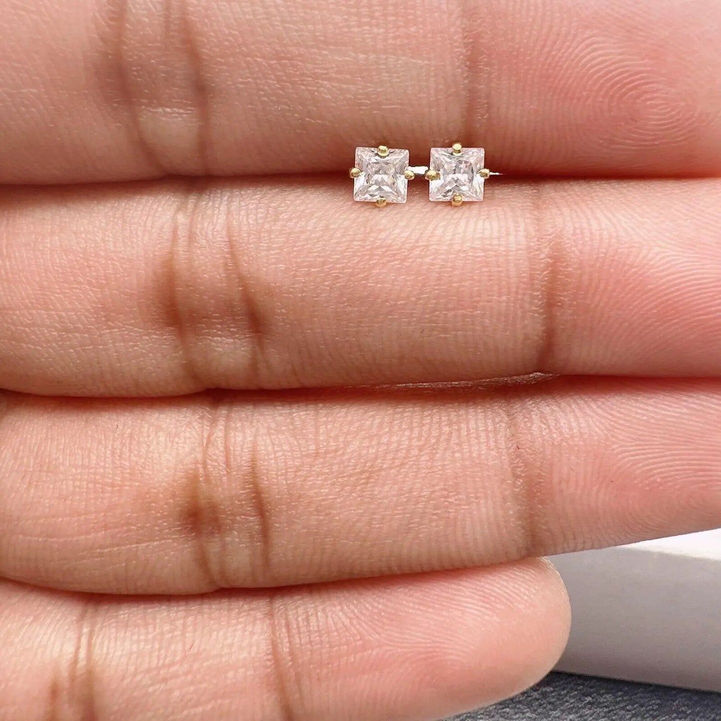 22ct Yellow Gold Cubic Zirconia Children Stud Earrings Durable Steam (3MM-4MM) 