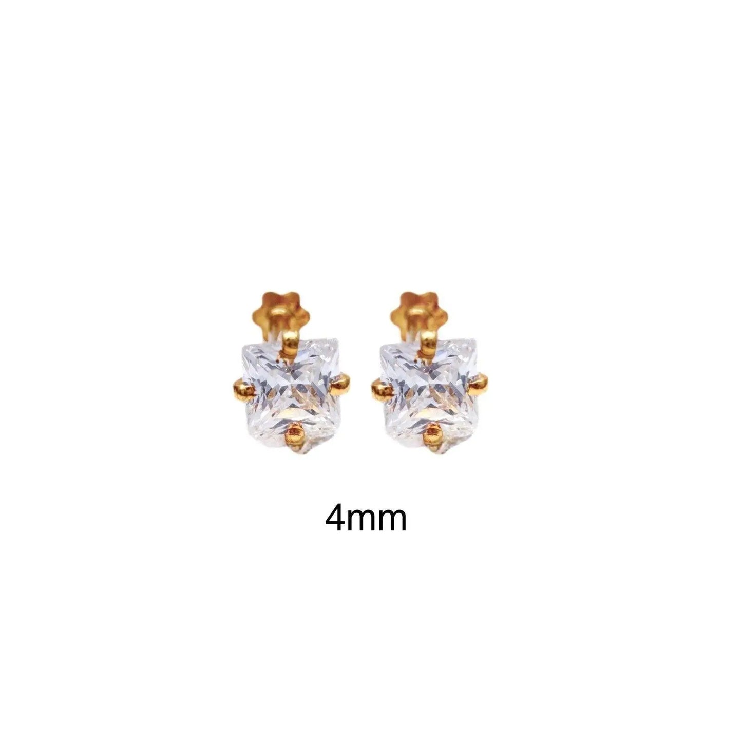 22ct Yellow Gold Cubic Zirconia Children Stud Earrings Durable Steam (3MM-4MM) 
