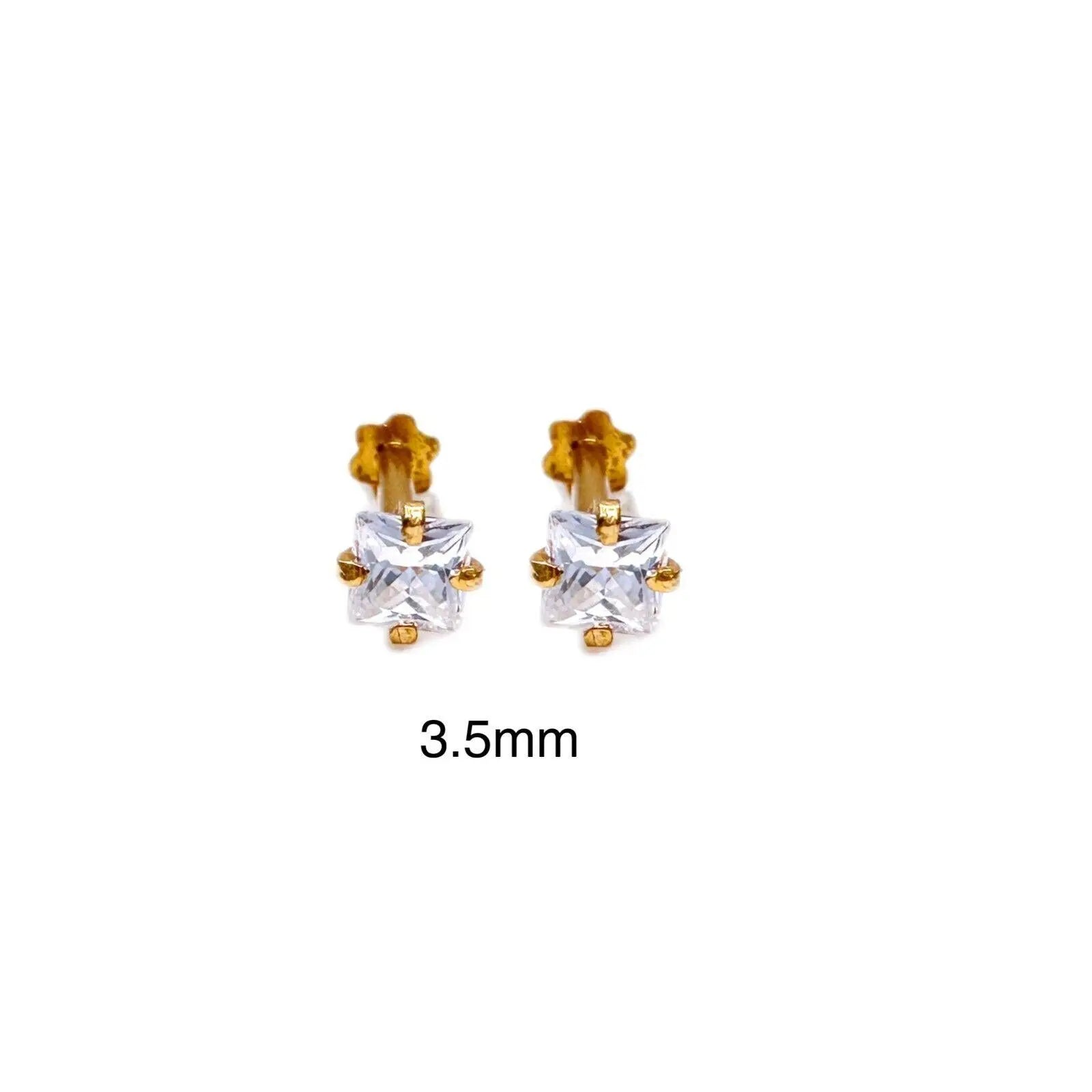 22ct Yellow Gold Cubic Zirconia Children Stud Earrings Durable Steam (3MM-4MM) 