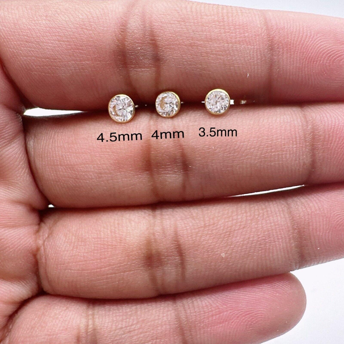 22ct Yellow Gold Round Bezel Children's Stud Earrings 2.5-4.5mm