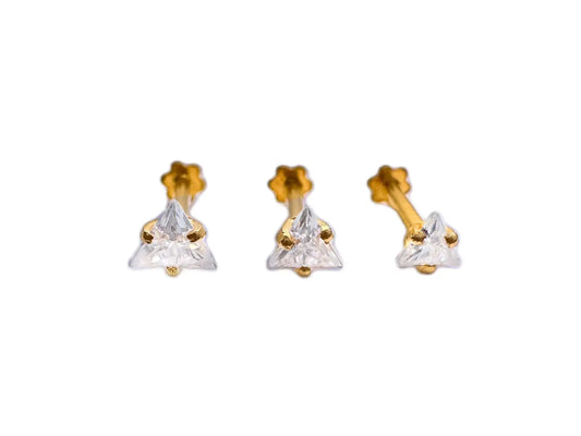 22ct Yellow Gold & Cubic Zirconia Nose Studs/Nose Pin (2.5MM/3.5MM/4.0MM/4.5MM) 
