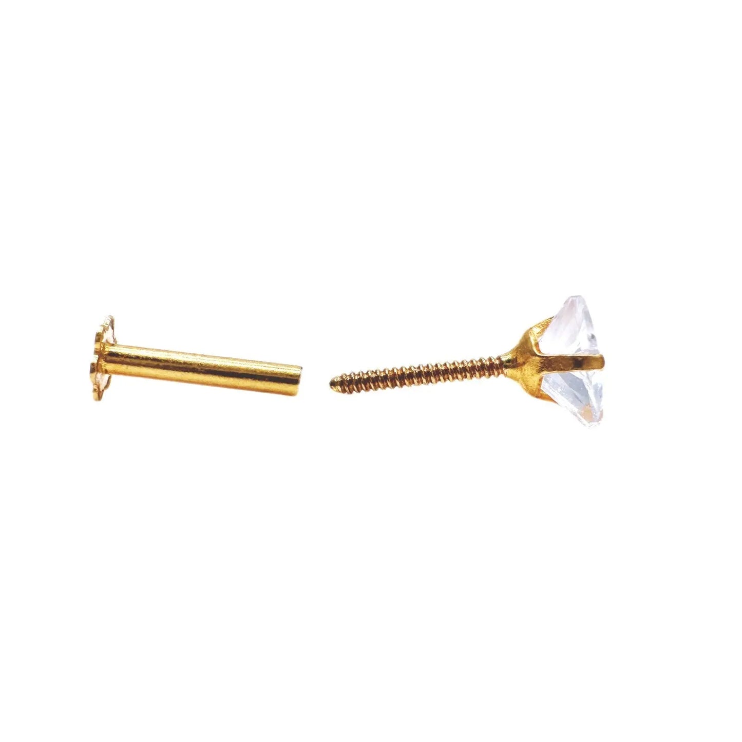 22ct Yellow Gold & Cubic Zirconia Nose Studs/Nose Pin (2.5MM/3.5MM/4.0MM/4.5MM) 