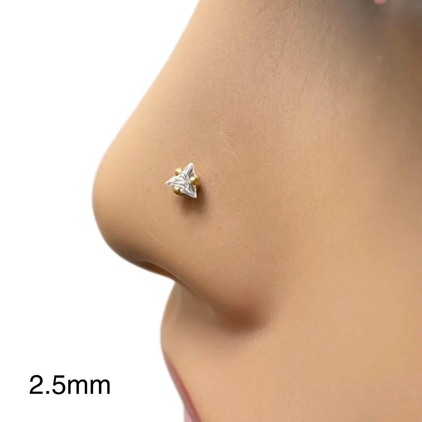 22ct Yellow Gold & Cubic Zirconia Nose Studs/Nose Pin (2.5MM/3.5MM/4.0MM/4.5MM) 