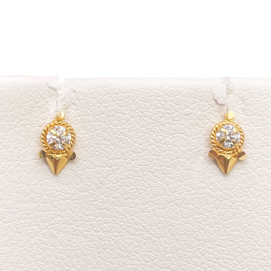 22ct Yellow gold Cubic Zircon Children's Stud earrings claw set