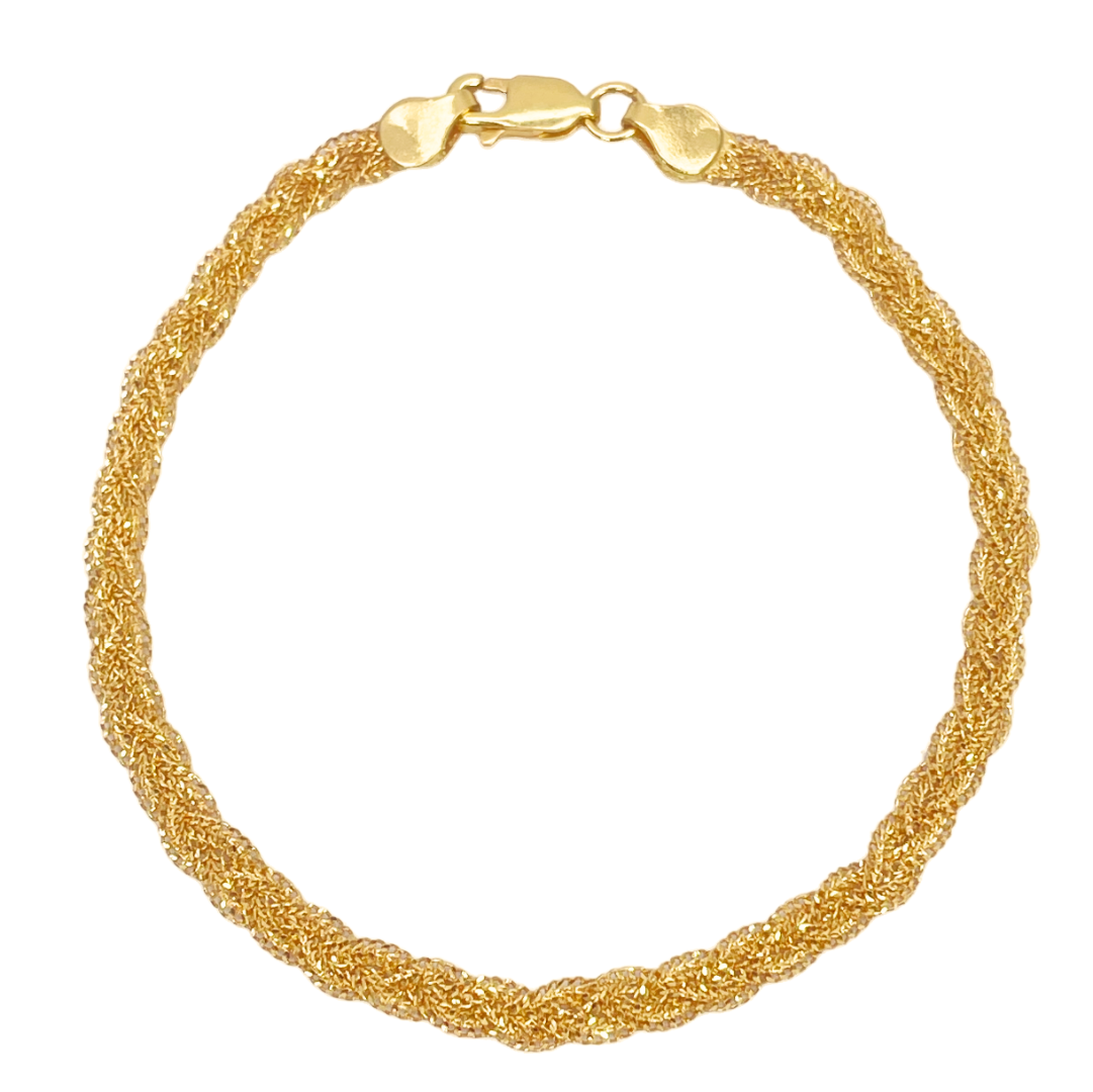 22ct Yellow Gold Flat Twisted Bracelet 7'' inches 4mm width