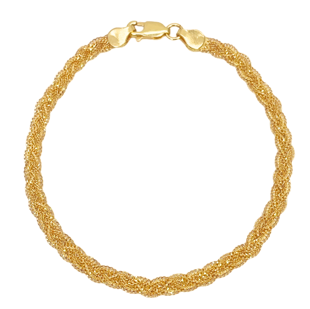 22ct Yellow Gold Flat Twisted Bracelet 7 inches 4mm width - Raina Jewels