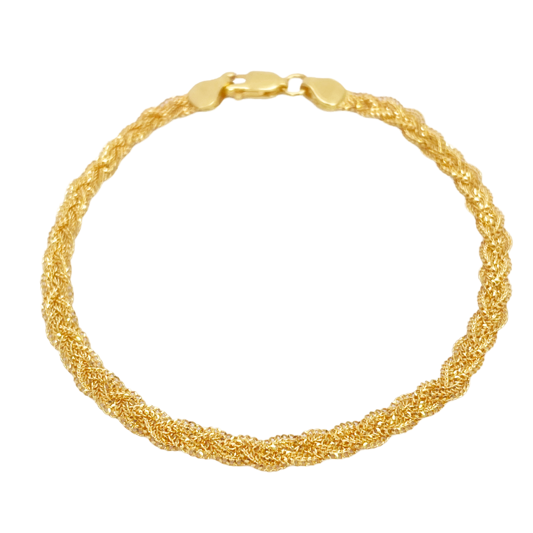 22ct Yellow Gold Flat Twisted Bracelet 7 inches 4mm width - Raina Jewels