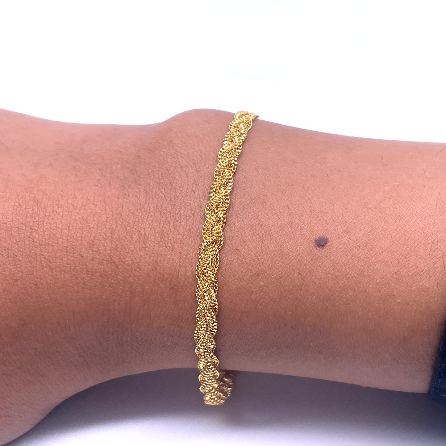 22ct Yellow Gold Flat Twisted Bracelet 7 inches 4mm width - Raina Jewels