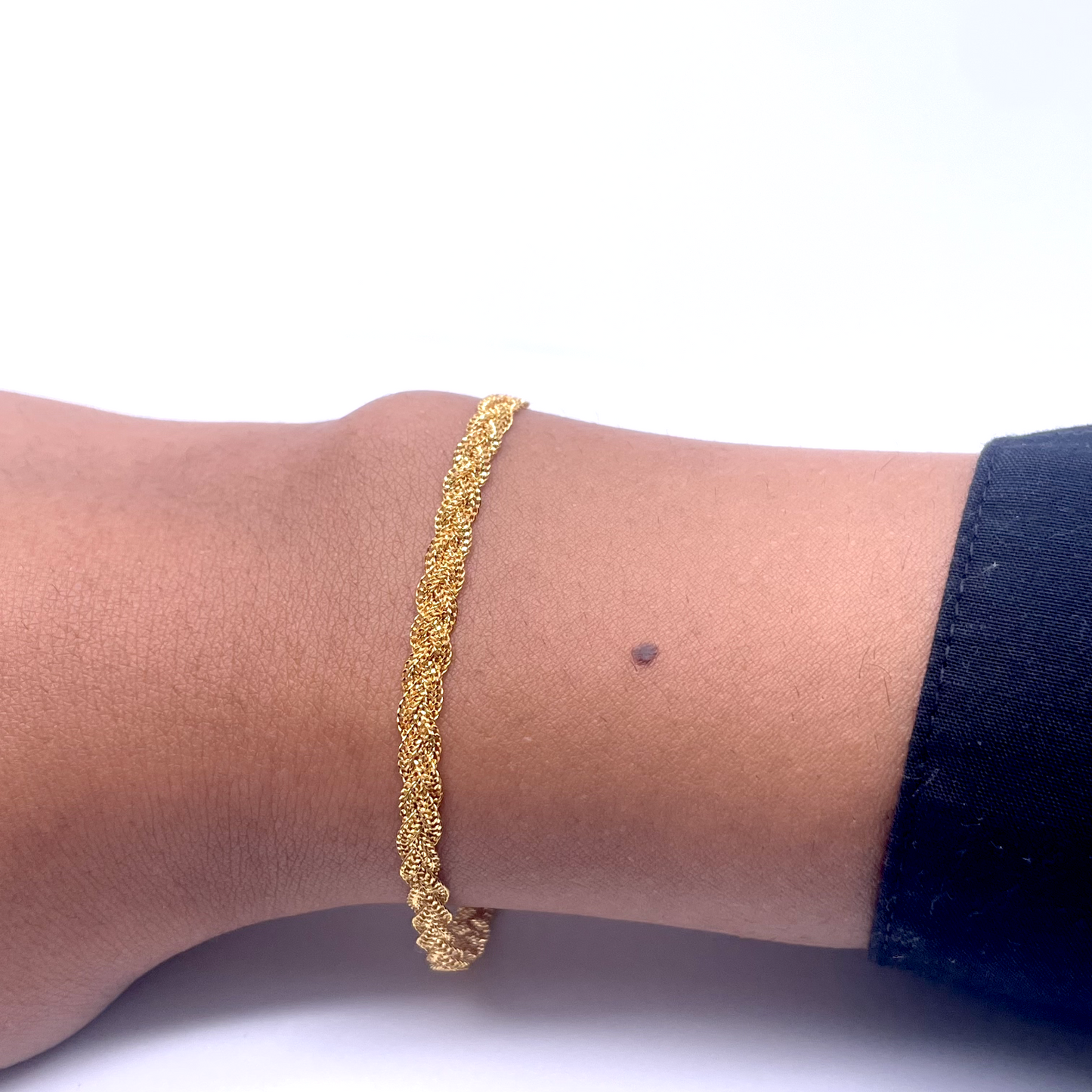 22ct Yellow Gold Flat Twisted Bracelet 7'' inches 4mm width