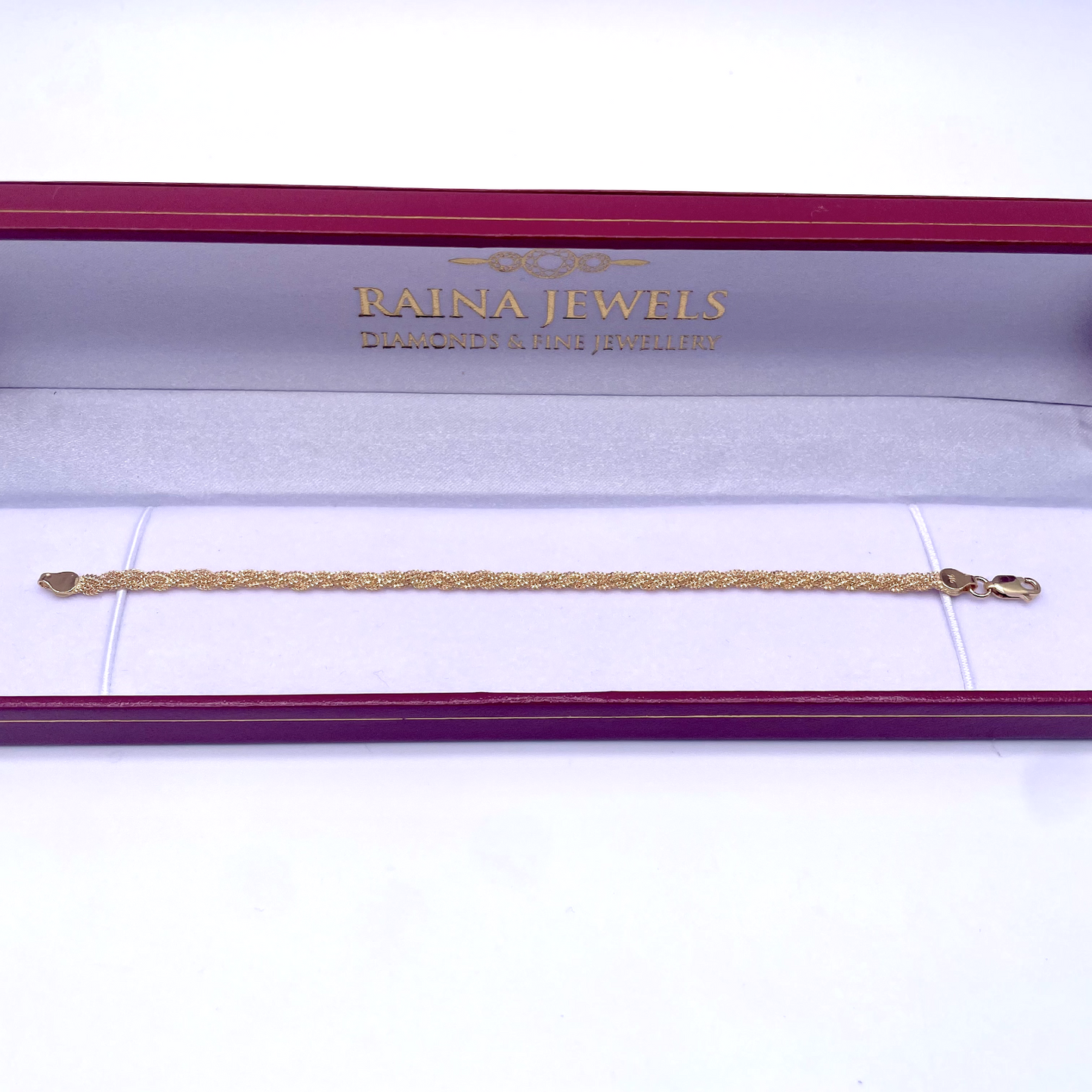 22ct Yellow Gold Flat Twisted Bracelet 7'' inches 4mm width