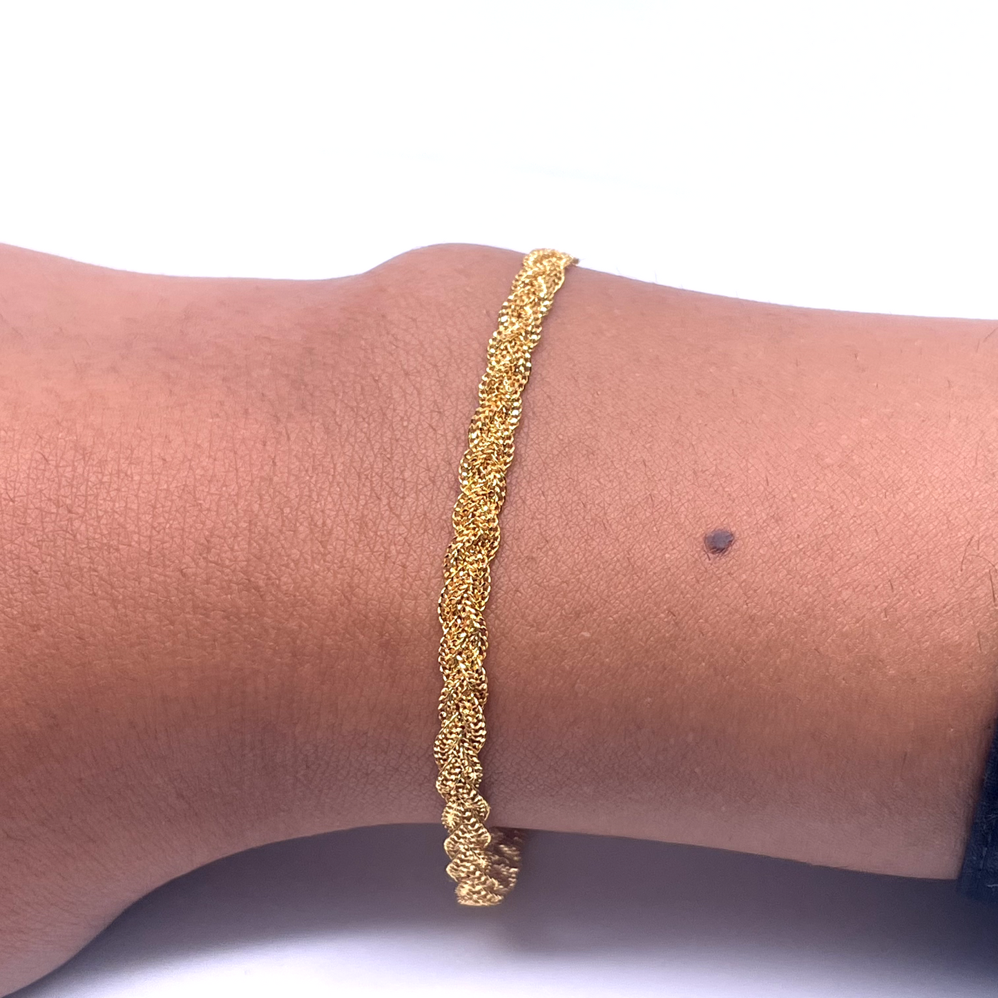 22ct Yellow Gold Flat Twisted Bracelet 7'' inches 4mm width