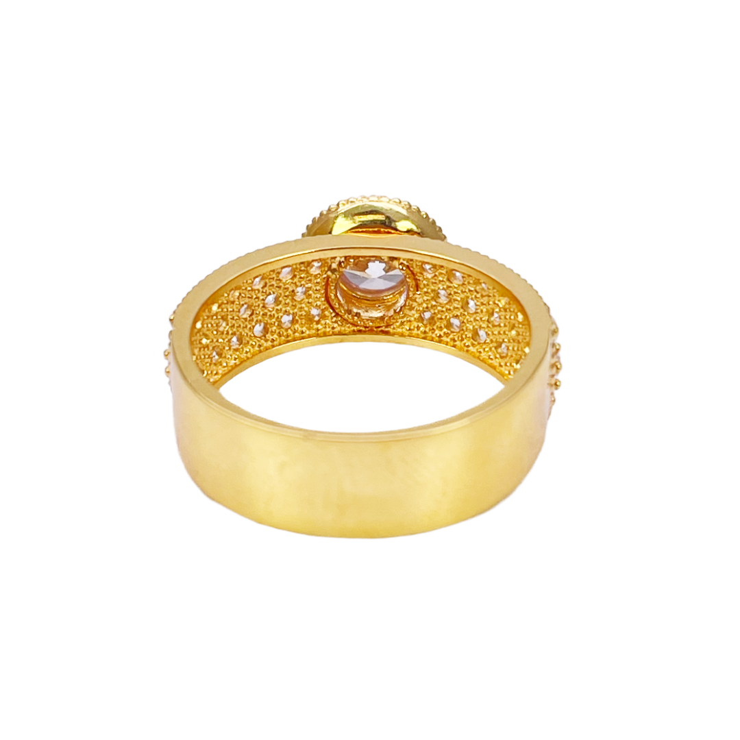 22ct Gold Halo Ring Cubic Zirconia Three Row Pave Set Ring 8.5mm Width  Diamond Bracelets
