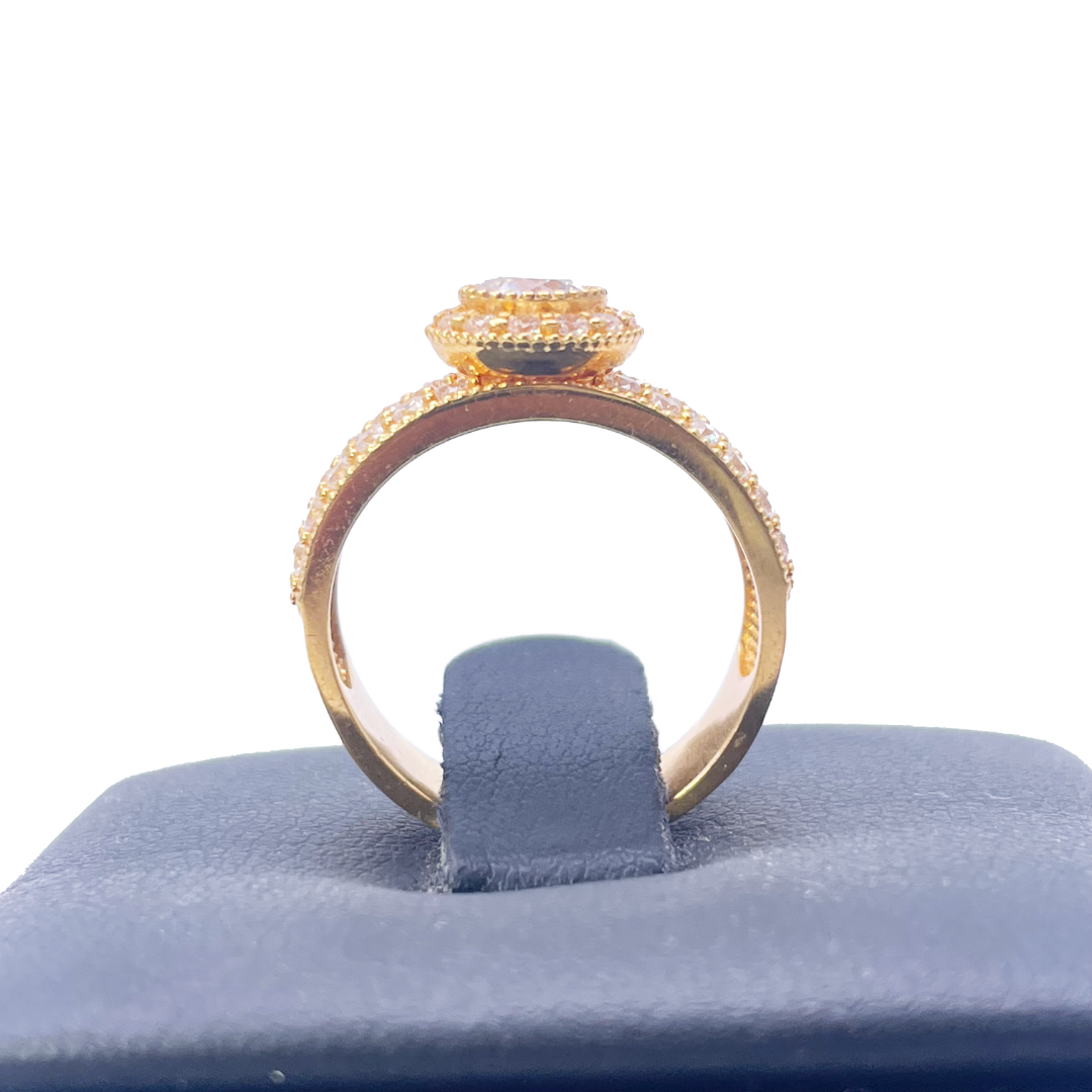 22ct Gold Halo Ring Cubic Zirconia Three Row Pave Set Ring 8.5mm Width  Diamond Bracelets