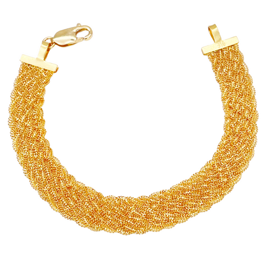 22ct Yellow Gold Fancy Filigree Style  Braided Bracelet 7 inches 10mm Width