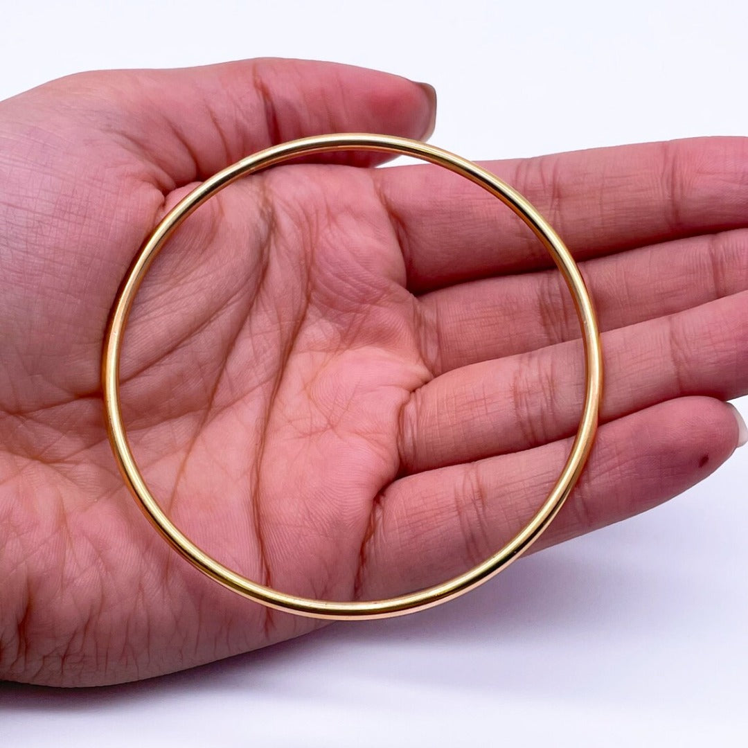 22ct Yellow Gold Solid Round Wire Handmade Plain Bangle 16.5gm