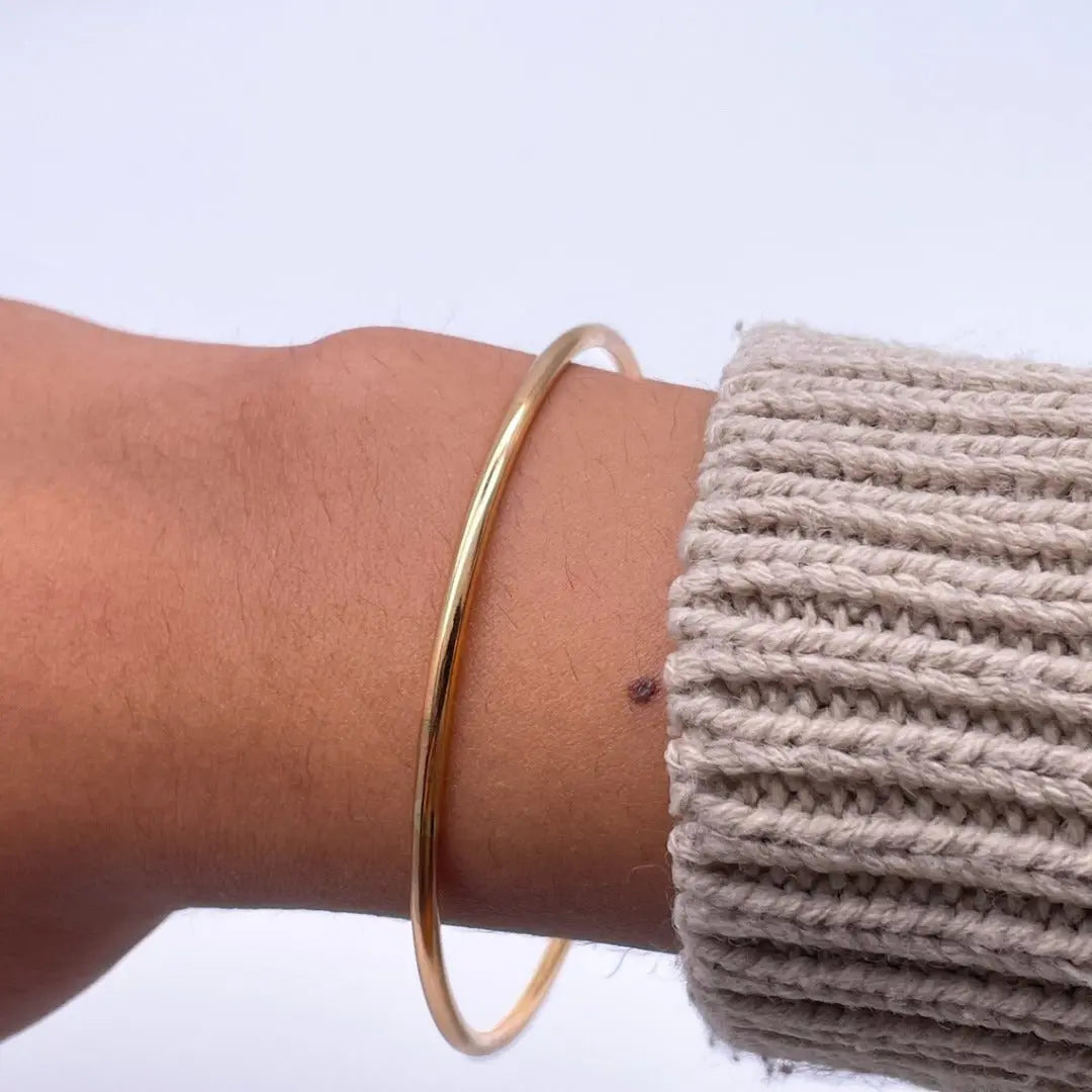 22ct Yellow Gold Solid Round Wire Handmade Plain Bangle 16.5gm 