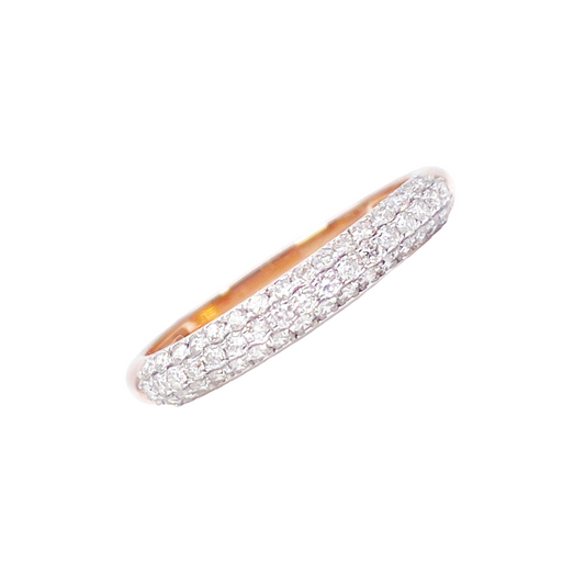 14ct Rose Gold Diamond 3 Row Dome Shaped Pave Set Ring 0.34ct