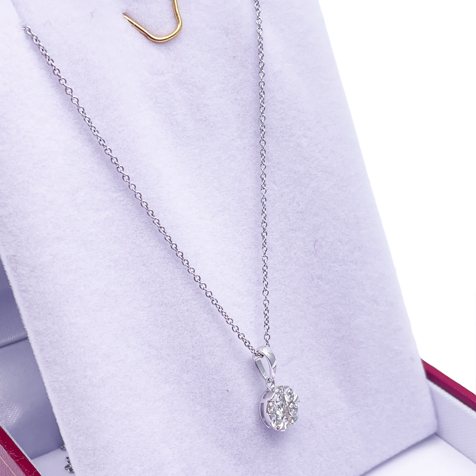 14ct White Gold Diamonds Round Pendant Necklace 0.32ct 