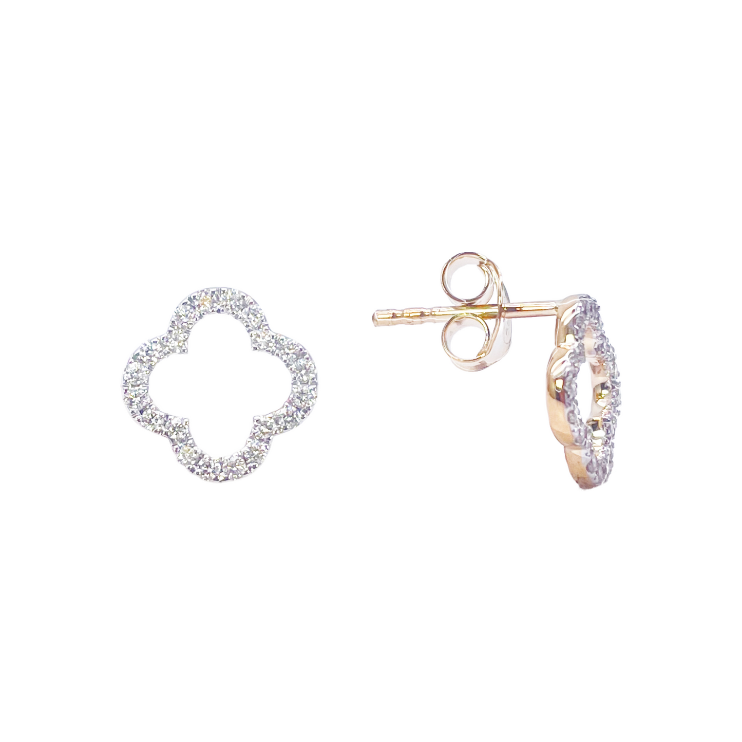 18ct Yellow Gold Diamond Clover Cluster Stud Earrings 0.31ct