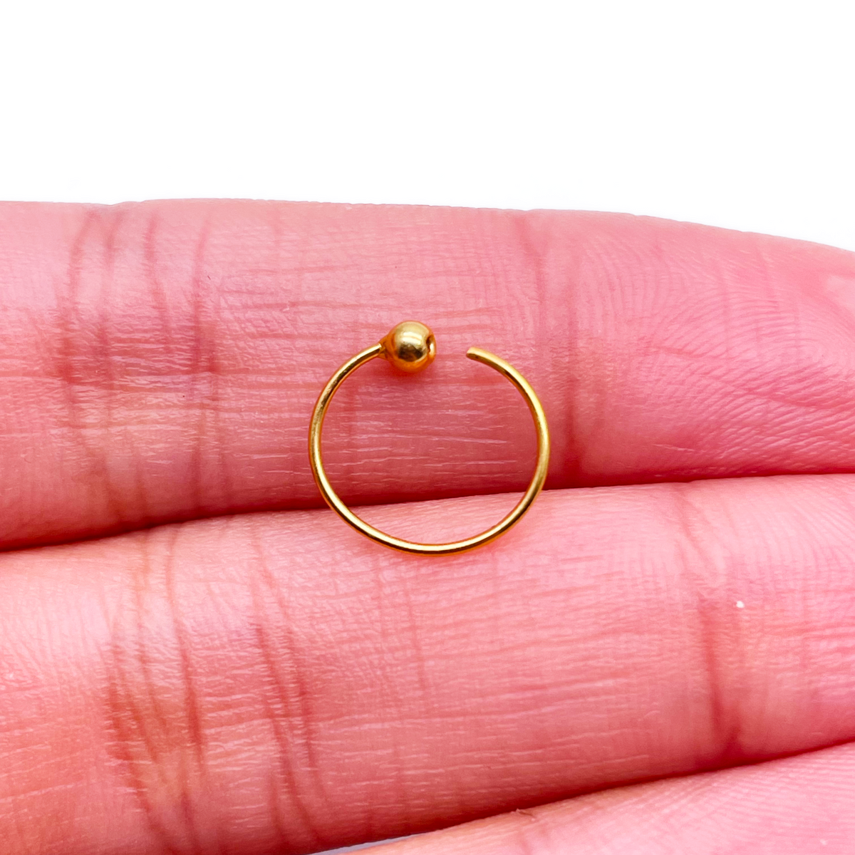 22ct Plain Polished Yellow Gold Single Nose Ring 10mm